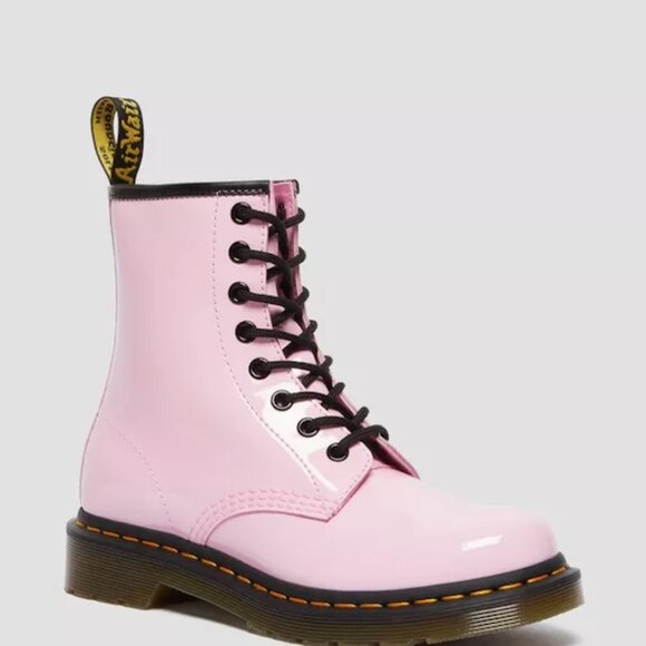 Dr. Martens Pale Pink Patent Leather Combat Boots - Picture 2 of 7